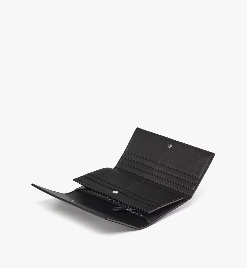Large Aren Continental Wallet in Embossed Monogram Leather Black
