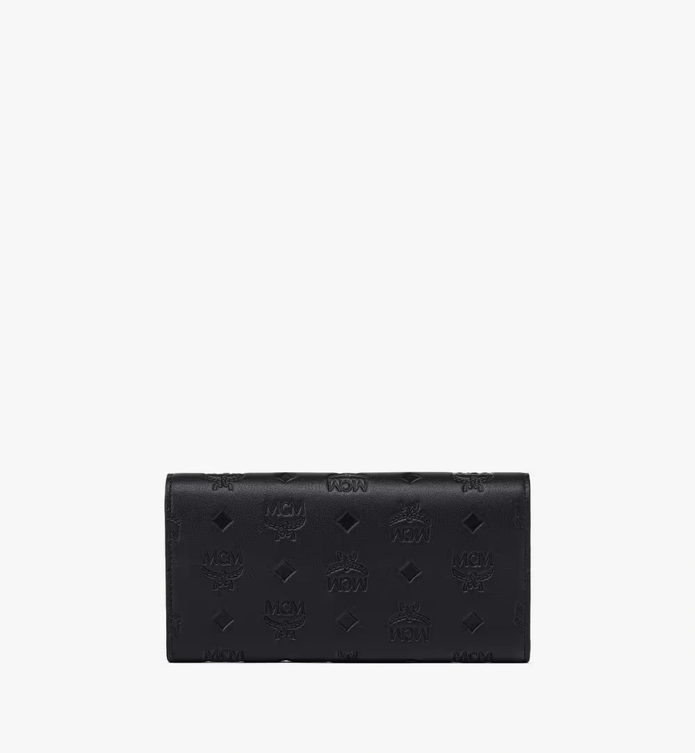 Large Aren Continental Wallet in Embossed Monogram Leather Black
