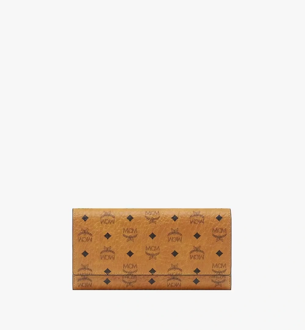 Large Aren Continental Wallet in Visetos Cognac