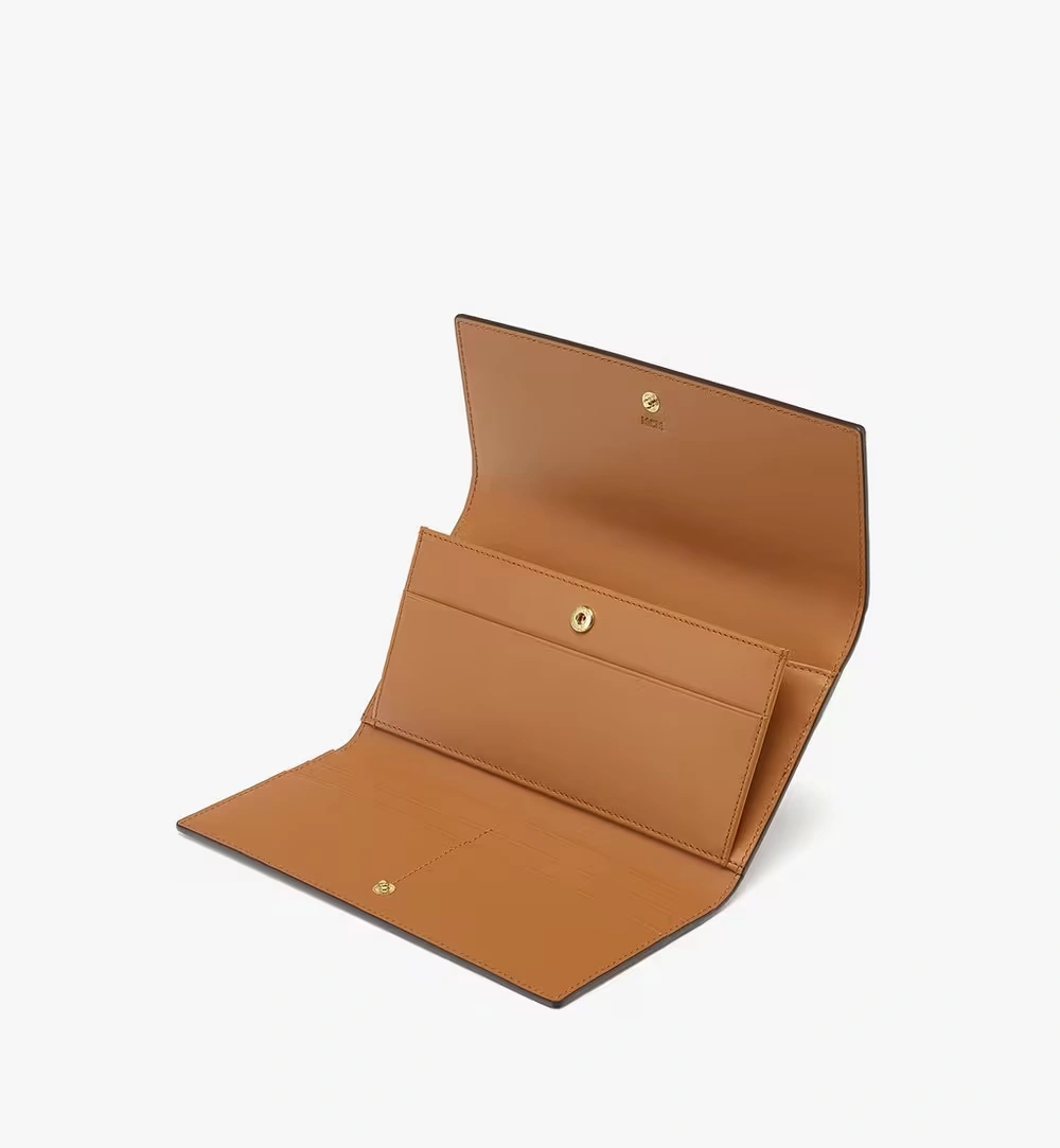 Large Aren Continental Wallet in Visetos Cognac