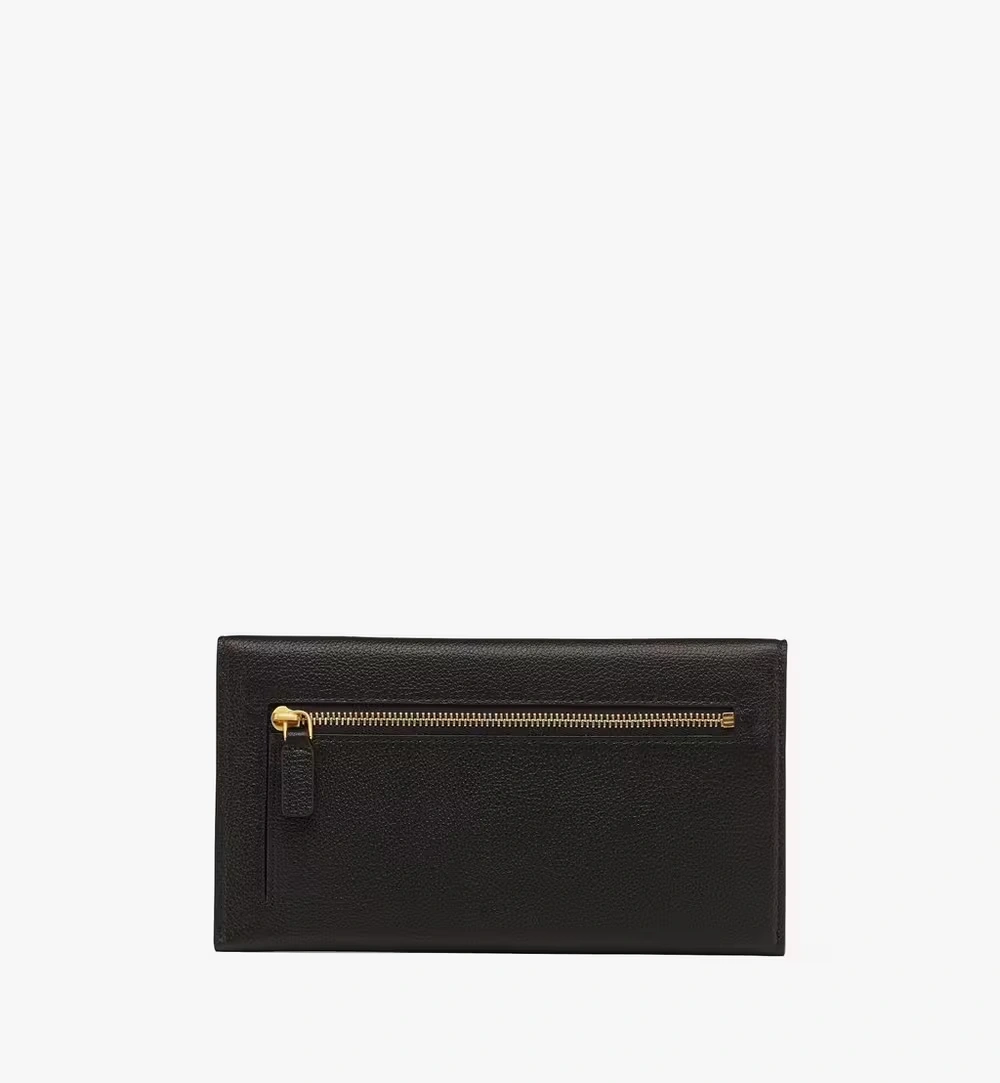 Large Himmel Continental Pouch in Embossed Leather Black