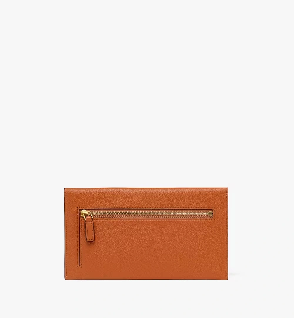 Large Himmel Continental Pouch in Embossed Leather Cognac