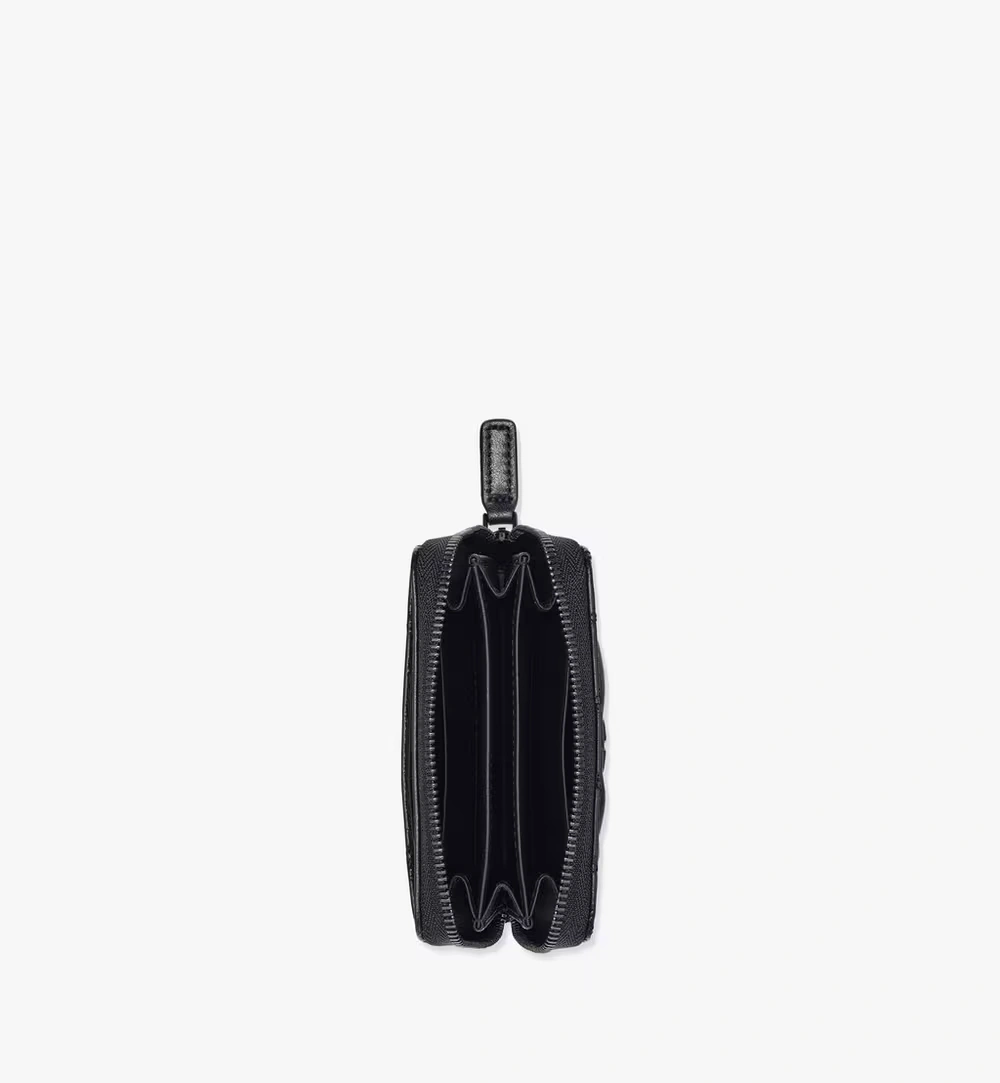 X-Mini Travia Zip Around Wallet in Cloud Quilted Leather Black