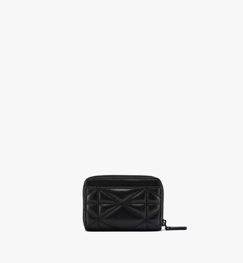 X-Mini Travia Zip Around Wallet in Cloud Quilted Leather Black