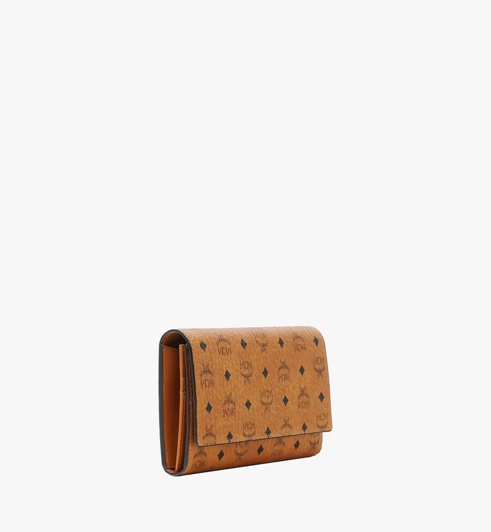 Large Trifold Wallet in Visetos Original Cognac
