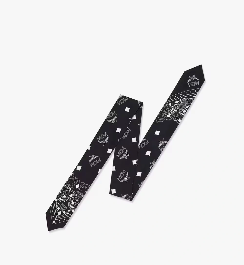One Size Bandana Monogram Print Petite Silk Scarf Black