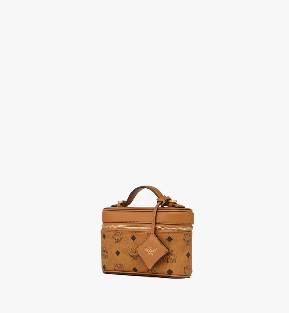 Mini Aren Vanity Case in Visetos Leather Mix Cognac