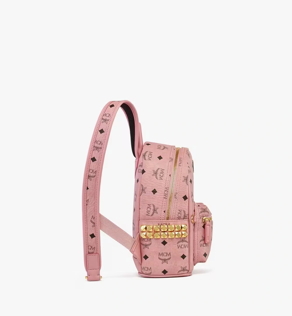 Mini Stark Side Studs Backpack in Visetos Pink