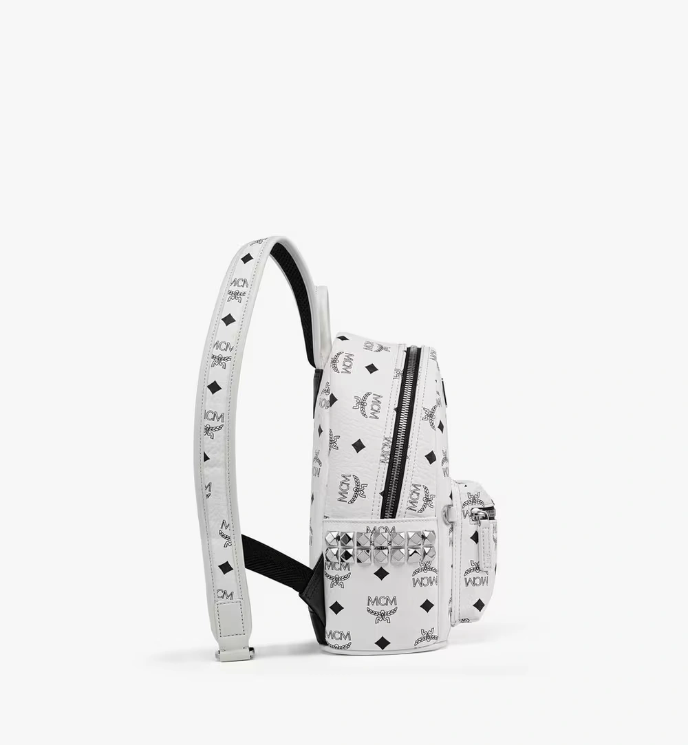 Mini Stark Side Studs Backpack in Visetos White