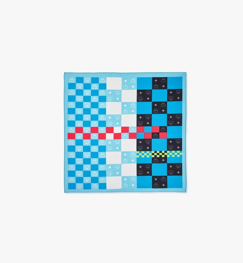 One Size Checkerboard Monogram Print Bandana Scarf Multi