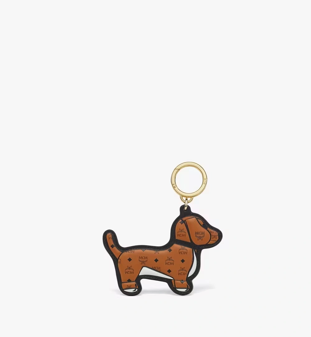 One Size Aren Dachshund 2D Charm in Visetos Cognac