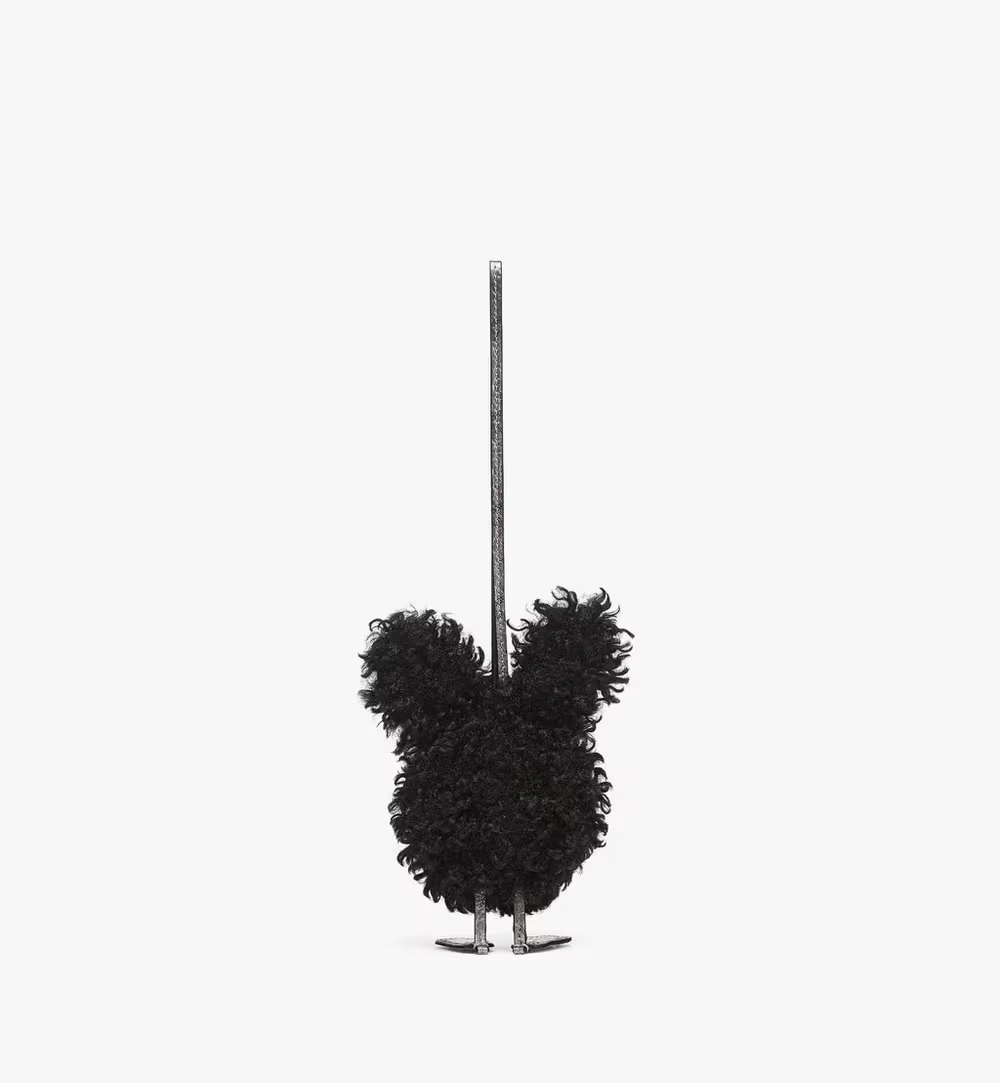 One Size Aren Rabbit Charm in Faux Fur Black