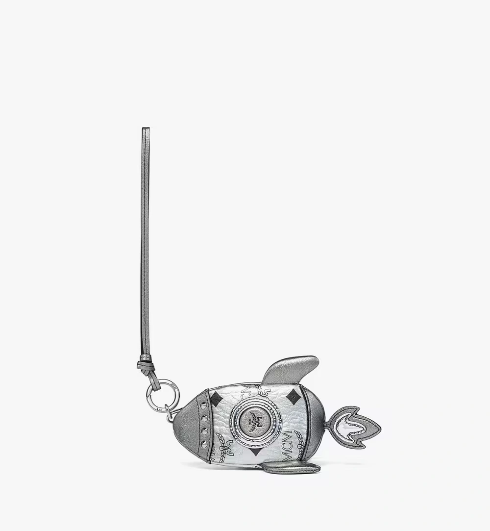 One Size Aren Rocket Pouch Charm in Visetos Silver