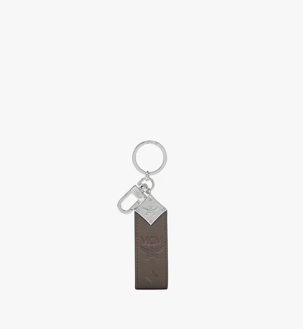 One Size Aren Key Holder in Monogram Leather Grey
