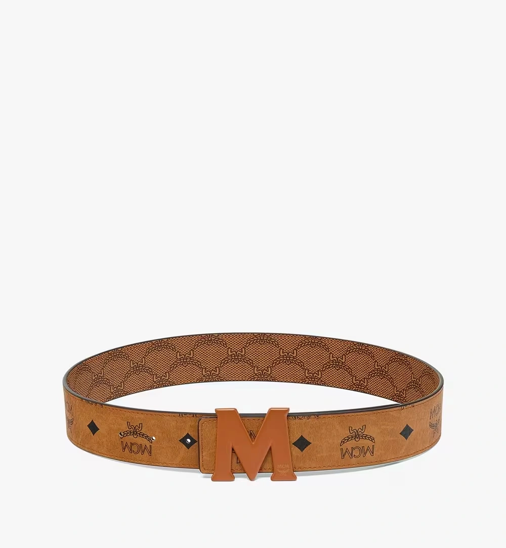 100cm / 39.3" Claus M Reversible Monogram Belt 1.5” Cognac