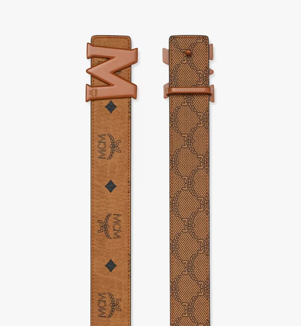 100cm / 39.3" Claus M Reversible Monogram Belt 1.5” Cognac