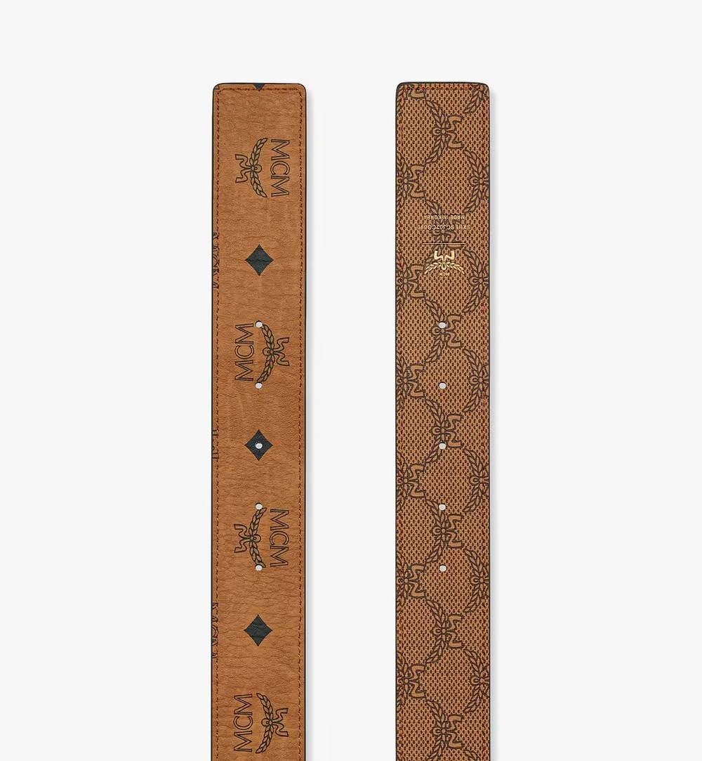 100cm / 39.3" Claus M Reversible Monogram Belt 1.5” Cognac