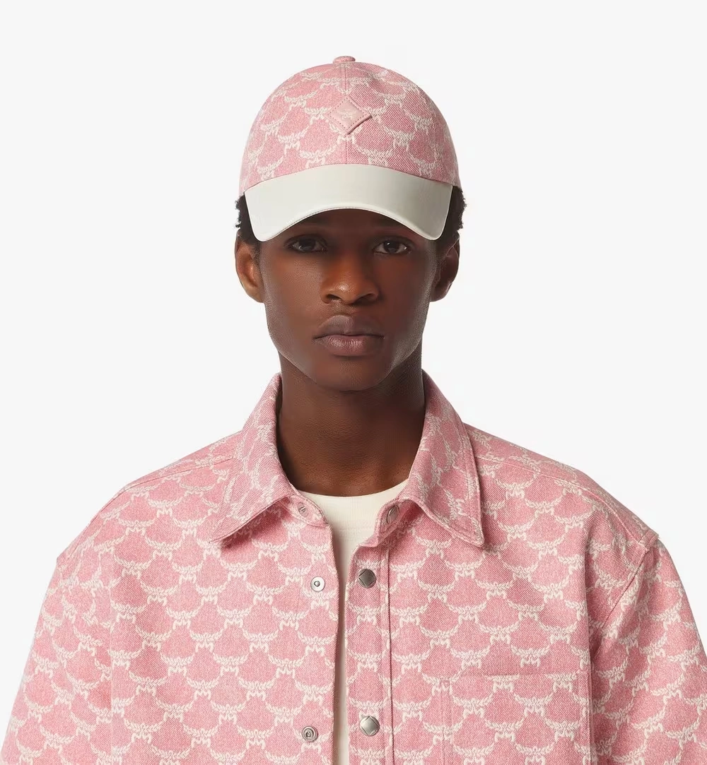One Size Classic Cap in Lauretos Denim Jacquard Pink