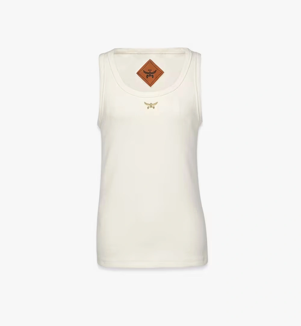 Large Logo Bouclé Tank Top White