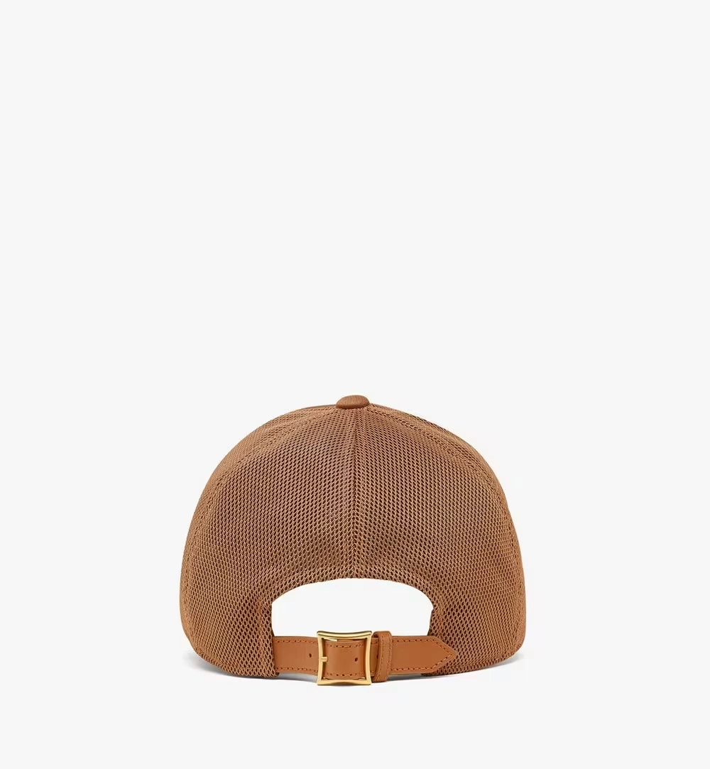 Mini Diamond Cap in Cotton and Monogram Print Leather Cognac