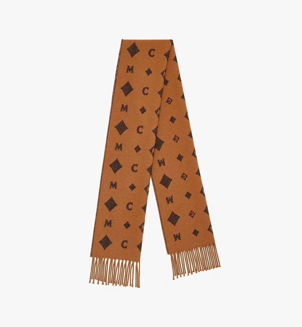 One Size Bicolor Monogram Jacquard Stole Cognac