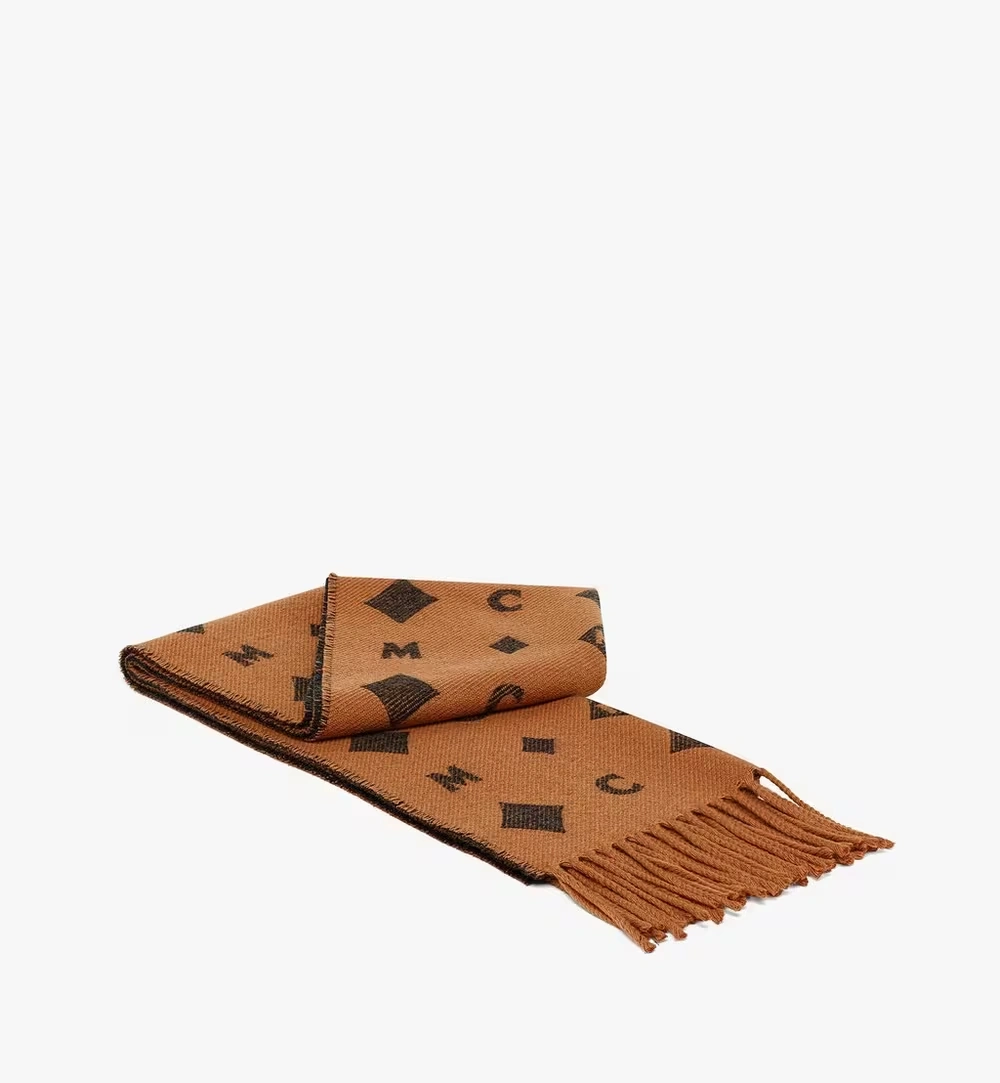 One Size Bicolor Monogram Jacquard Stole Cognac
