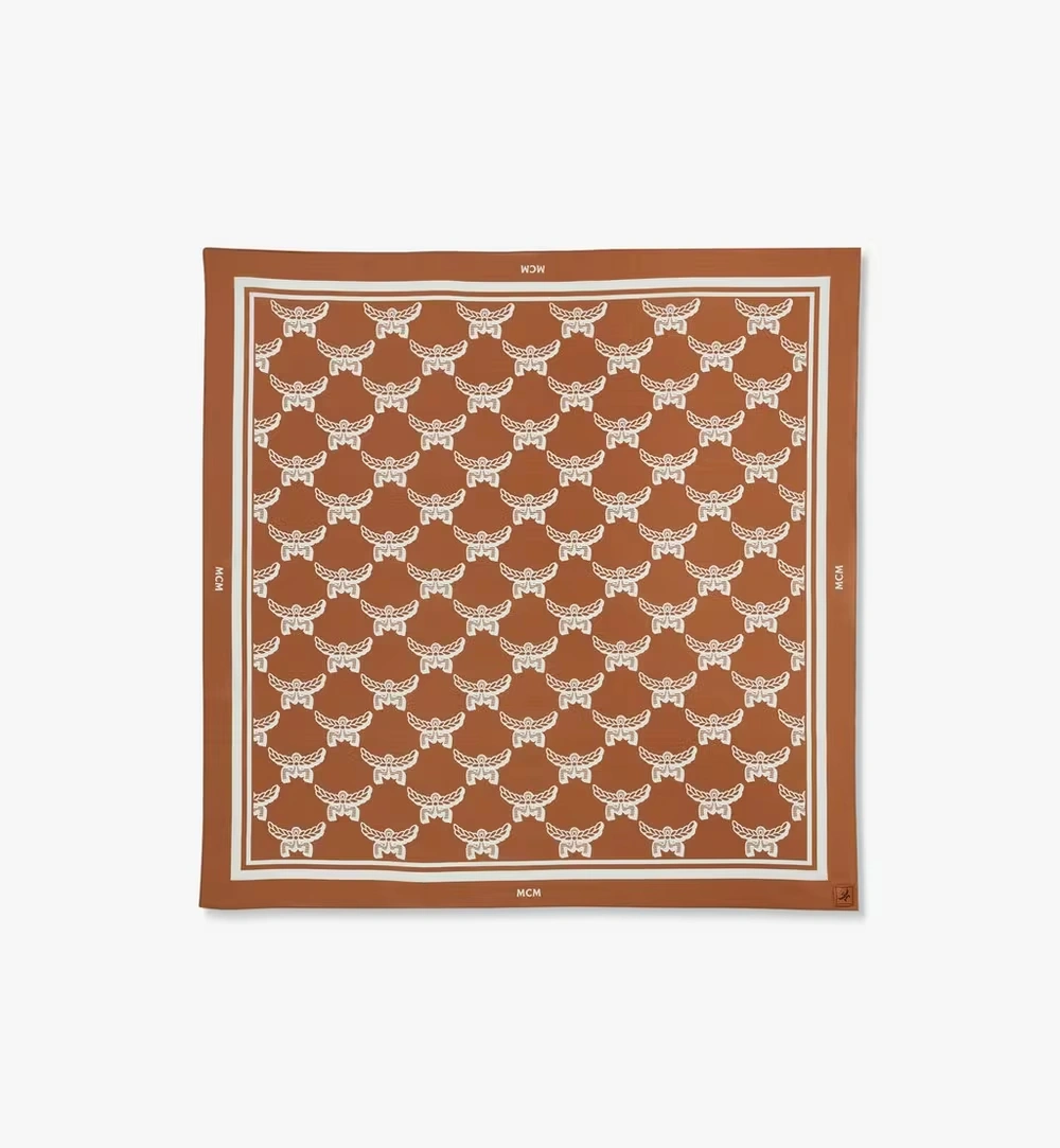 One Size Lauretos Monogram Bandana Scarf Cognac