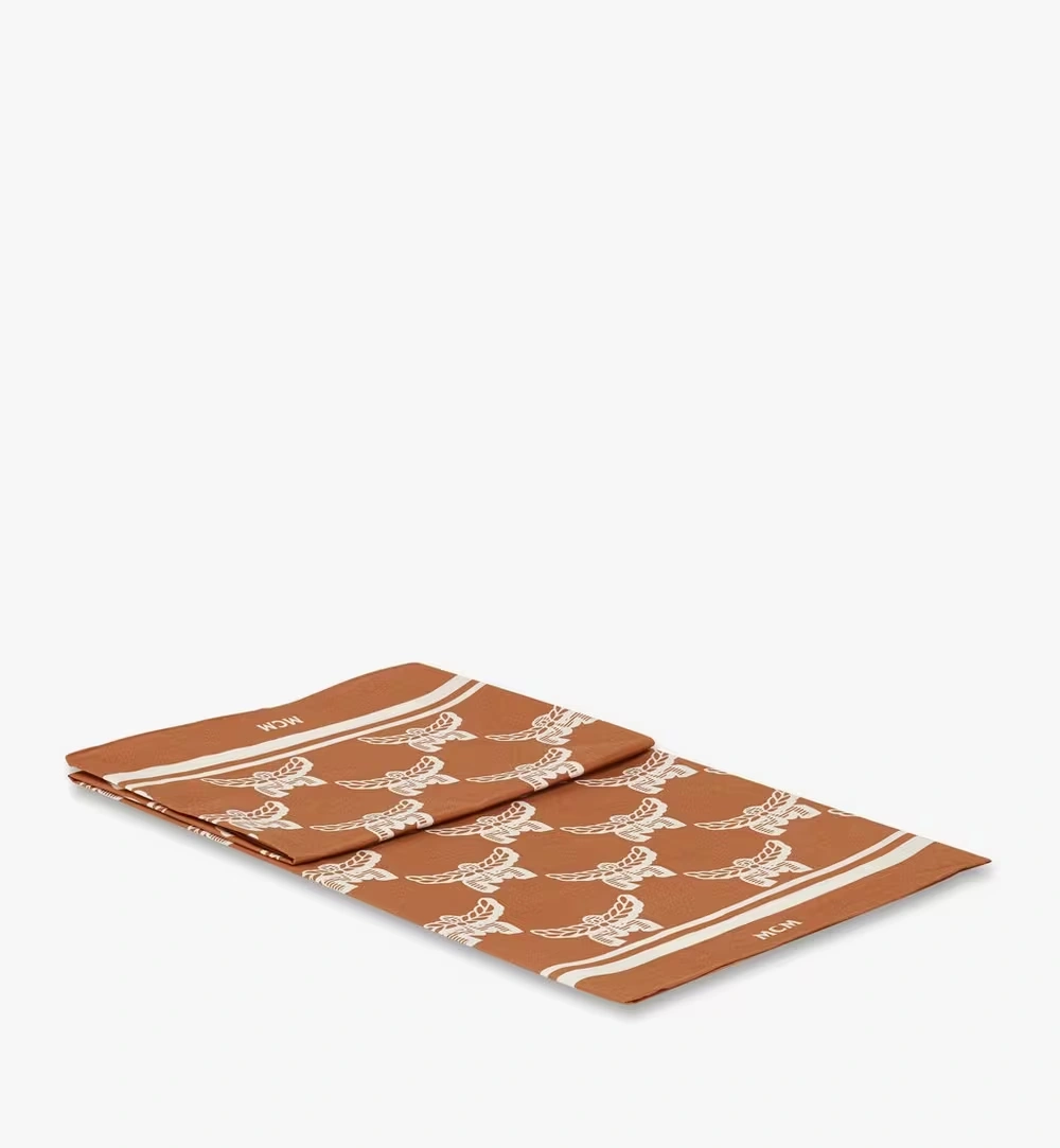 One Size Lauretos Monogram Bandana Scarf Cognac
