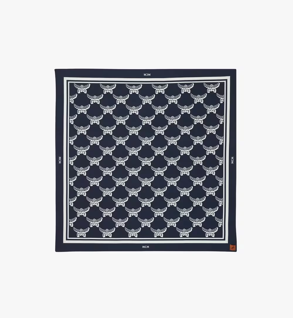 One Size Lauretos Monogram Bandana Scarf Blue