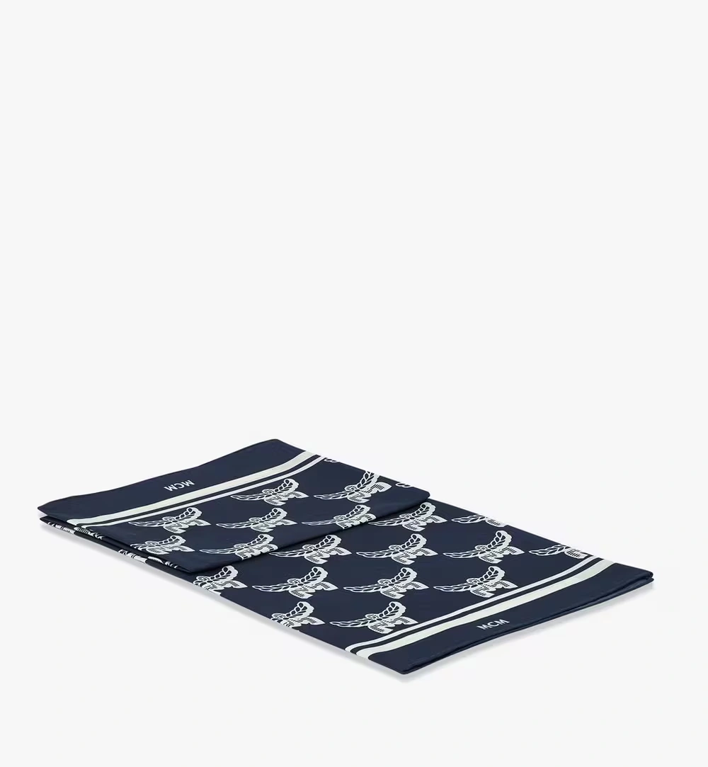 One Size Lauretos Monogram Bandana Scarf Blue