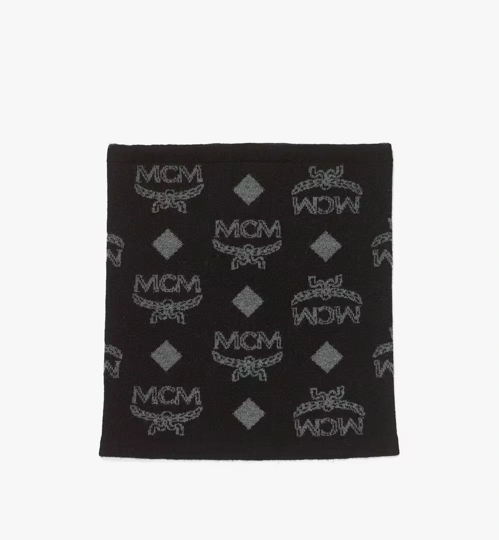 One Size Neck Warmer in Monogram Wool Jacquard Black