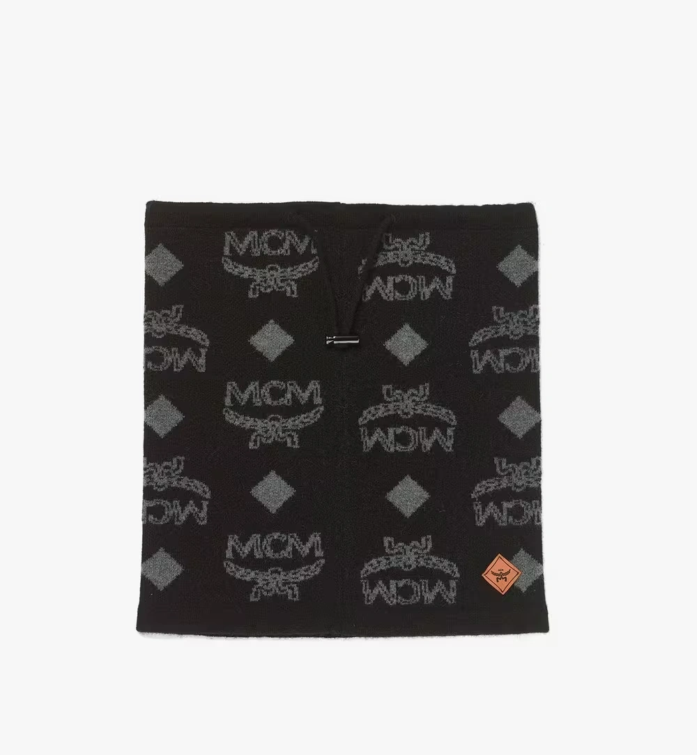 One Size Neck Warmer in Monogram Wool Jacquard Black 3 One Size Neck Warmer in Monogram Wool Jacquard Black