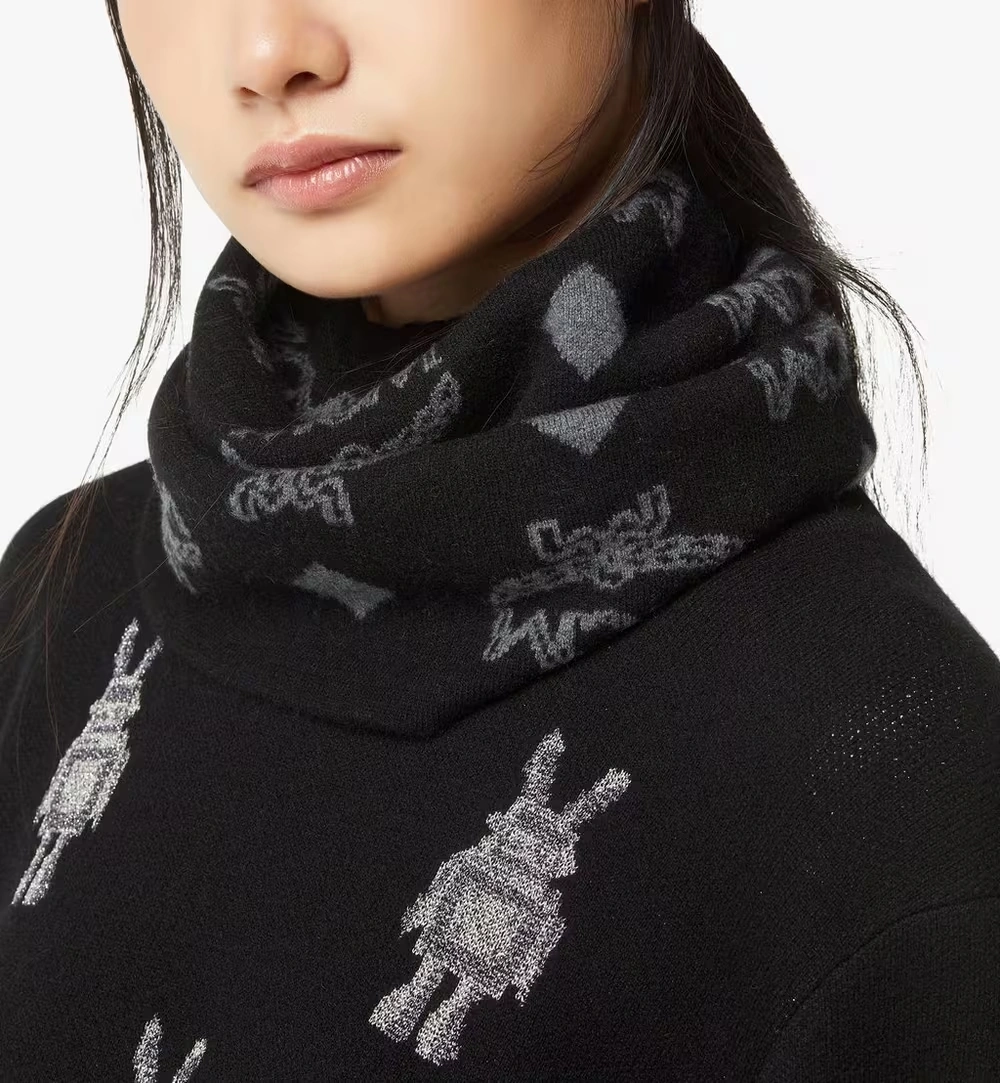 One Size Neck Warmer in Monogram Wool Jacquard Black 5 One Size Neck Warmer in Monogram Wool Jacquard Black