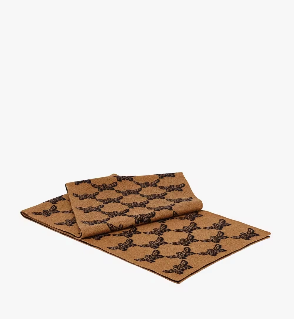 195cm x 30cm Reversible Lauretos Jacquard Wool Stole Cognac