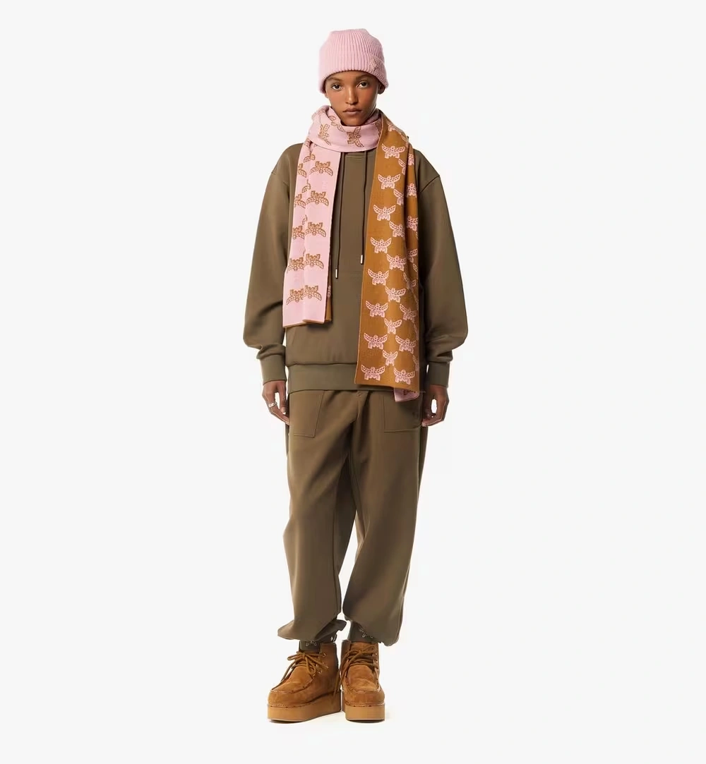 One Size Reversible Lauretos Jacquard Wool Stole Pink