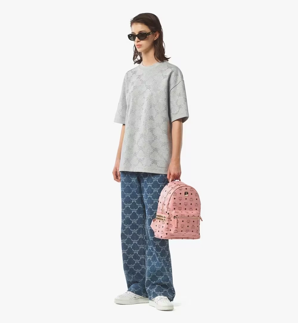 Small Stark Side Studs Backpack in Visetos Pink