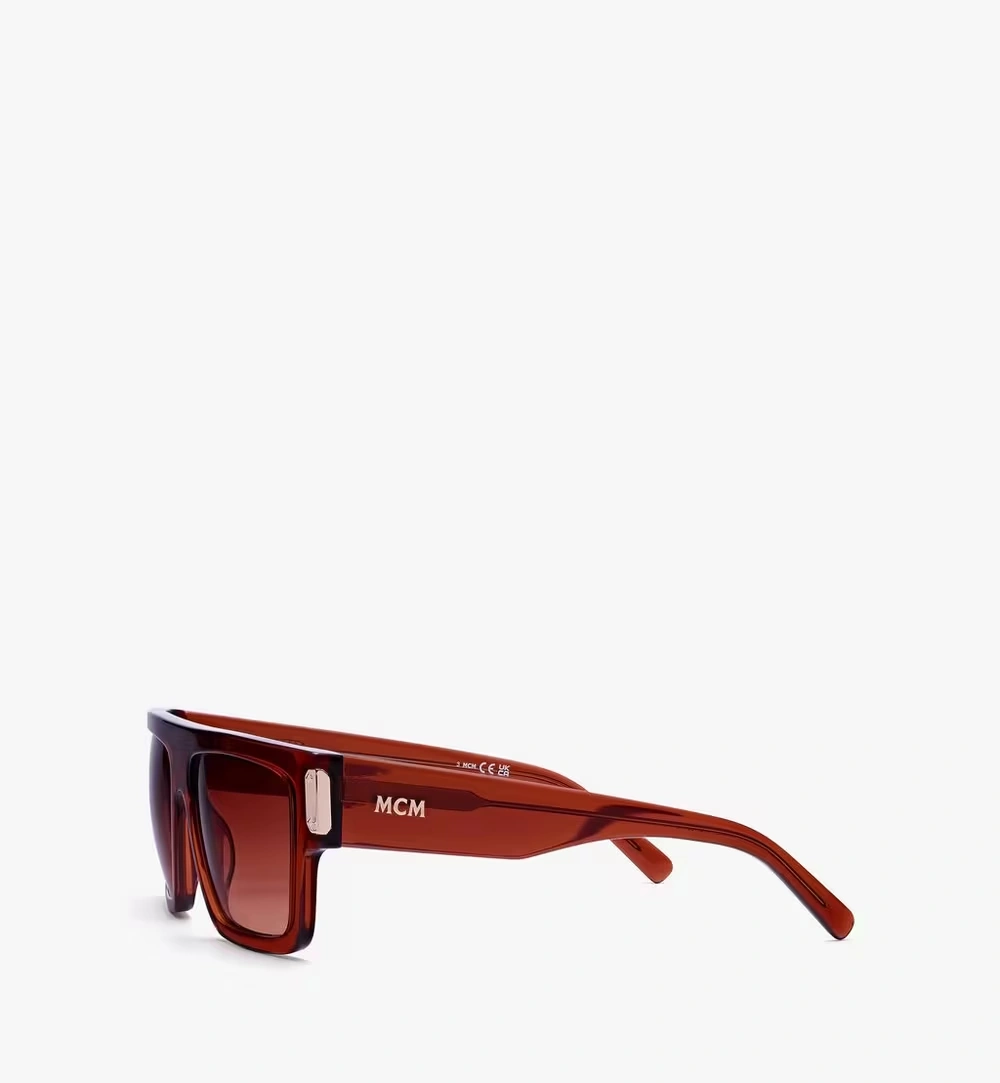 Low Bridge Fit Square Sunglasses Cognac