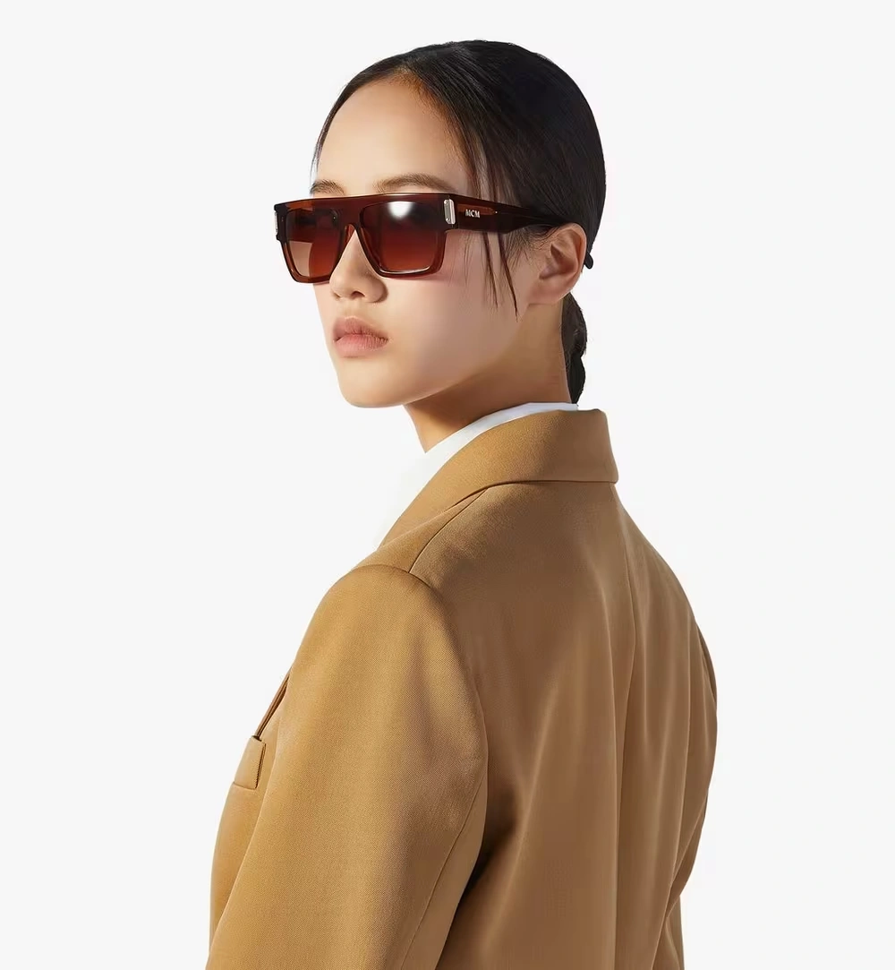 Low Bridge Fit Square Sunglasses Cognac