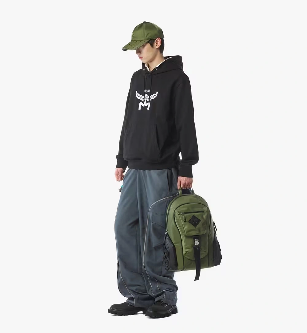 Medium Aren Backpack in ECONYL® and Monogram Print Leather Green