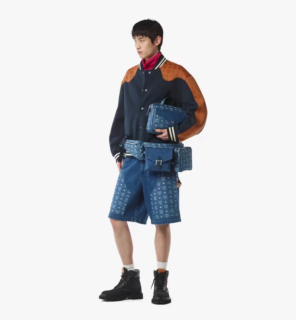 Large Aren Multi-Backpack in Monogram Denim Jacquard Blue