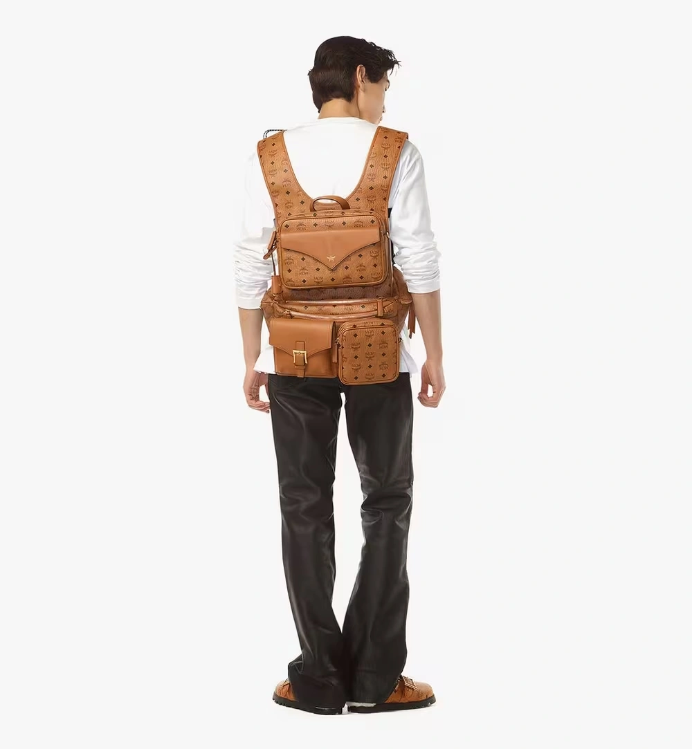 Large Aren Multi-Backpack in Visetos Cognac