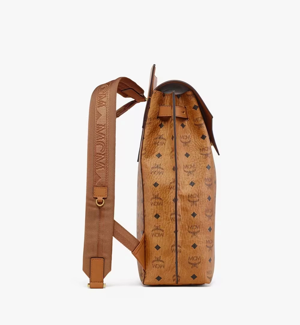 Medium Diamond Backpack in Visetos Leather Mix Cognac