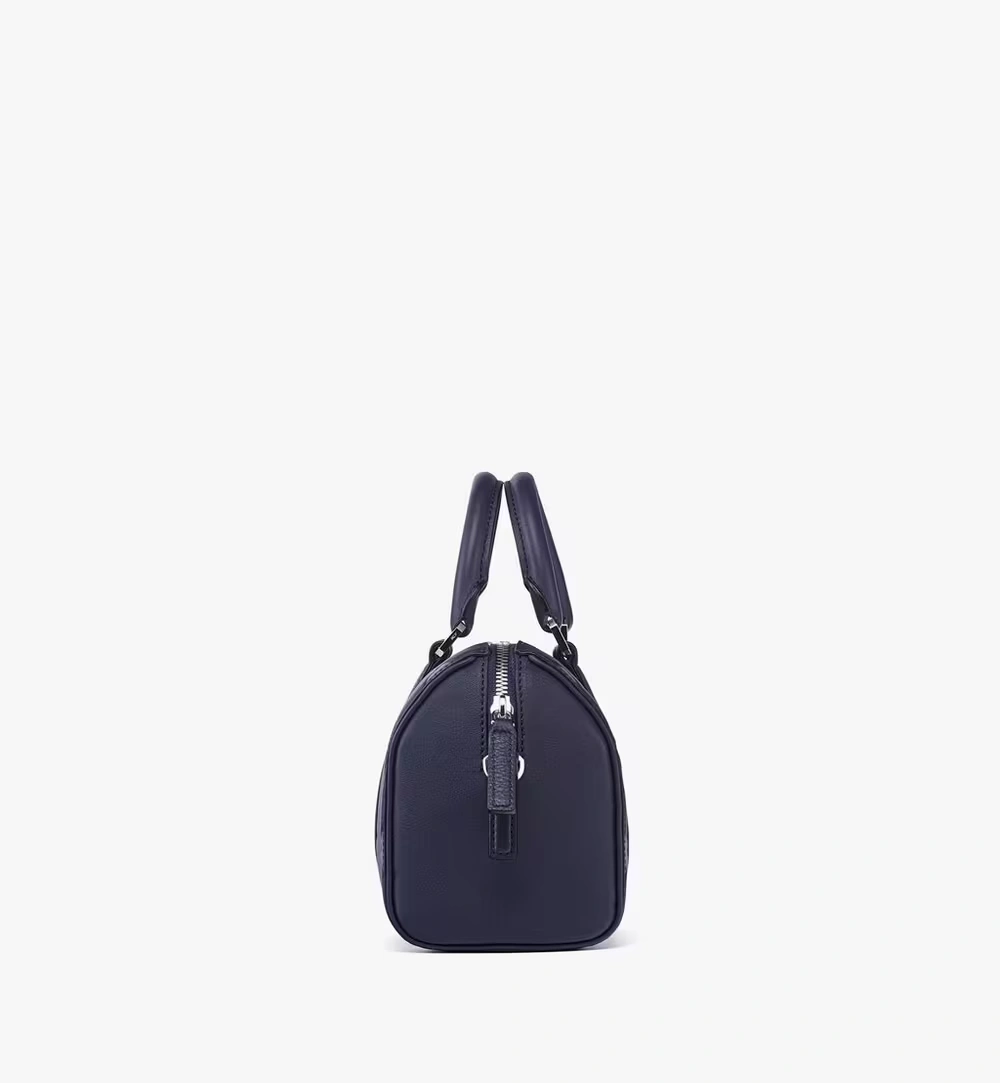 Small Aren Boston Bag in Maxi Monogram Leather Blue