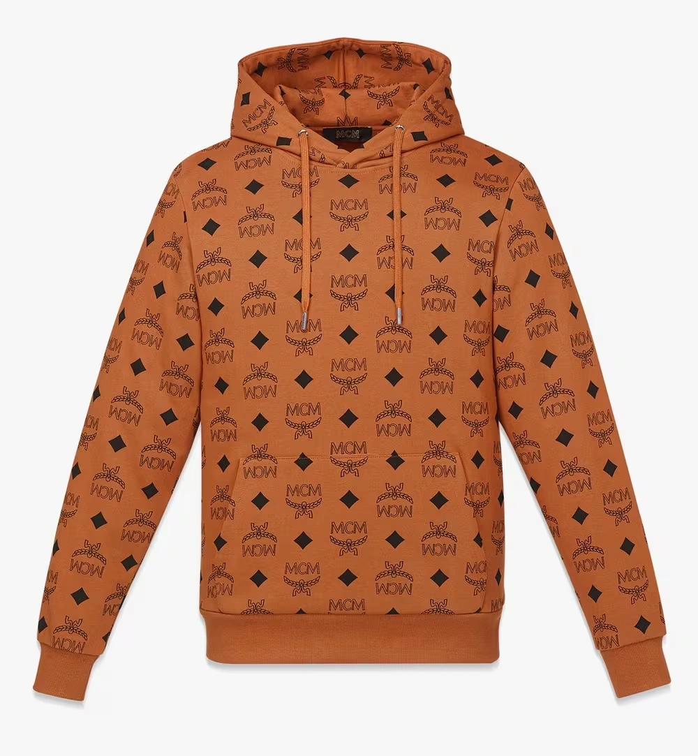 X-Large Maxi Monogram Print Hoodie in Organic Cotton Cognac