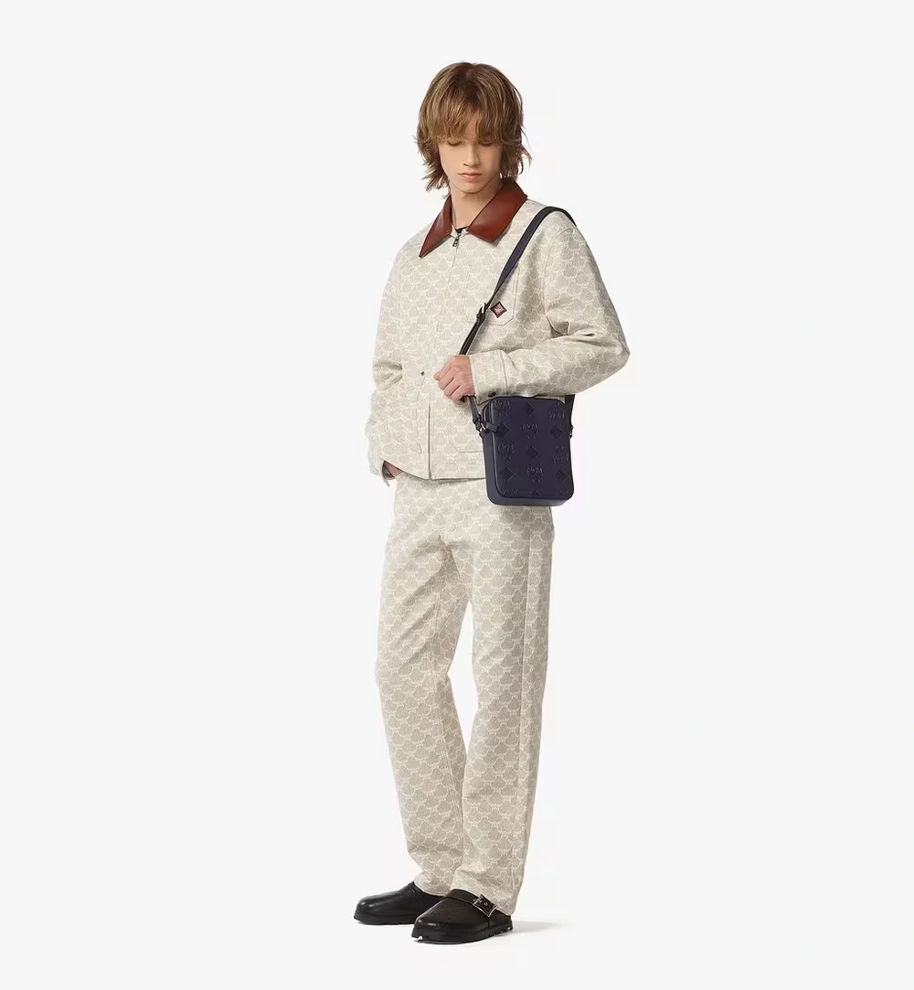 Mini Klassik Crossbody in Maxi Monogram Leather Blue