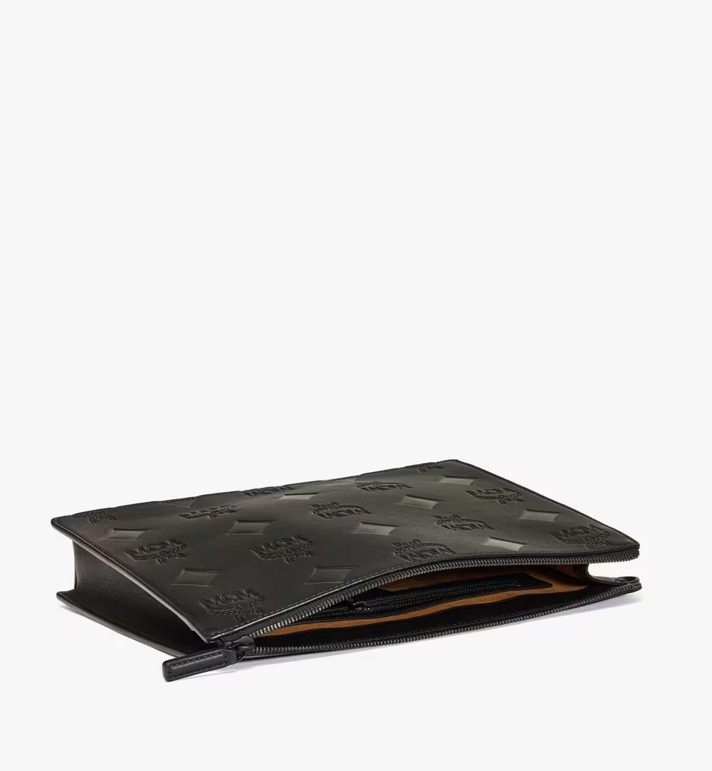 Medium Aren Crossbody Pouch in Monogram Leather Black