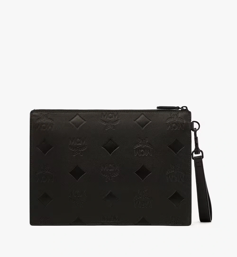 Medium Aren Crossbody Pouch in Monogram Leather Black