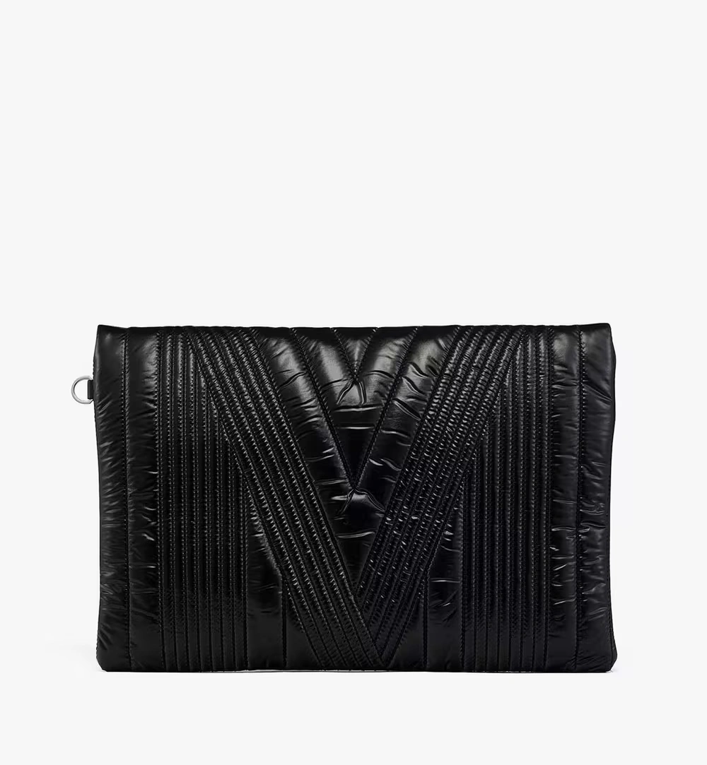 Medium Kissen Zip Pouch in M Quilted Nylon Black