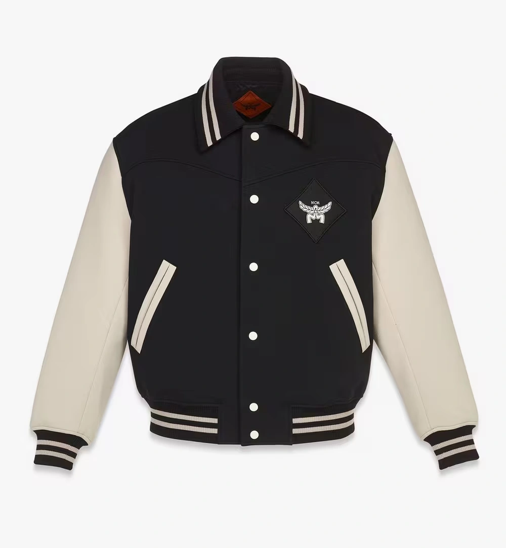 Large Essential Logo Patch Varsity Jacket Black