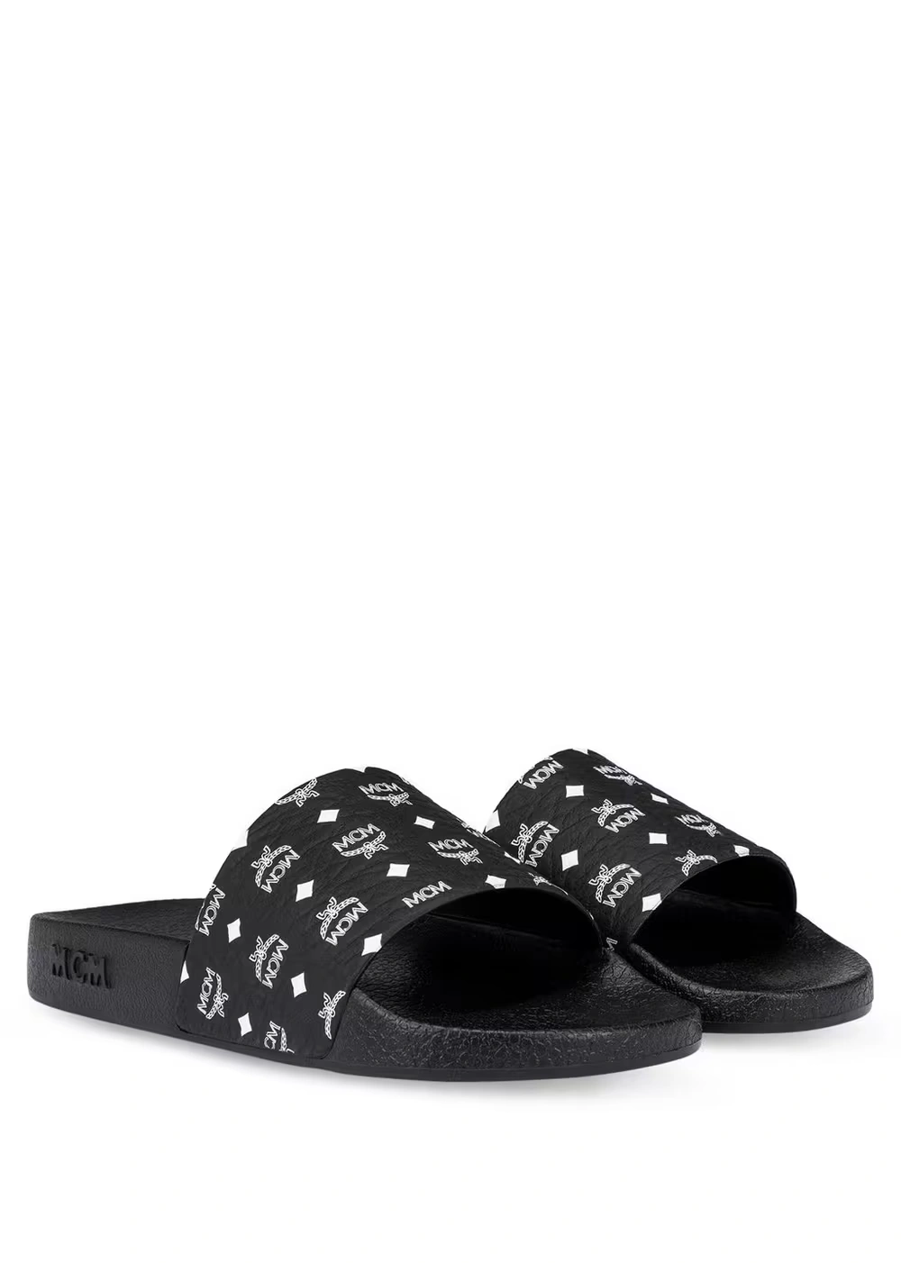 35 IT / W Monogram Print Rubber Slides Black
